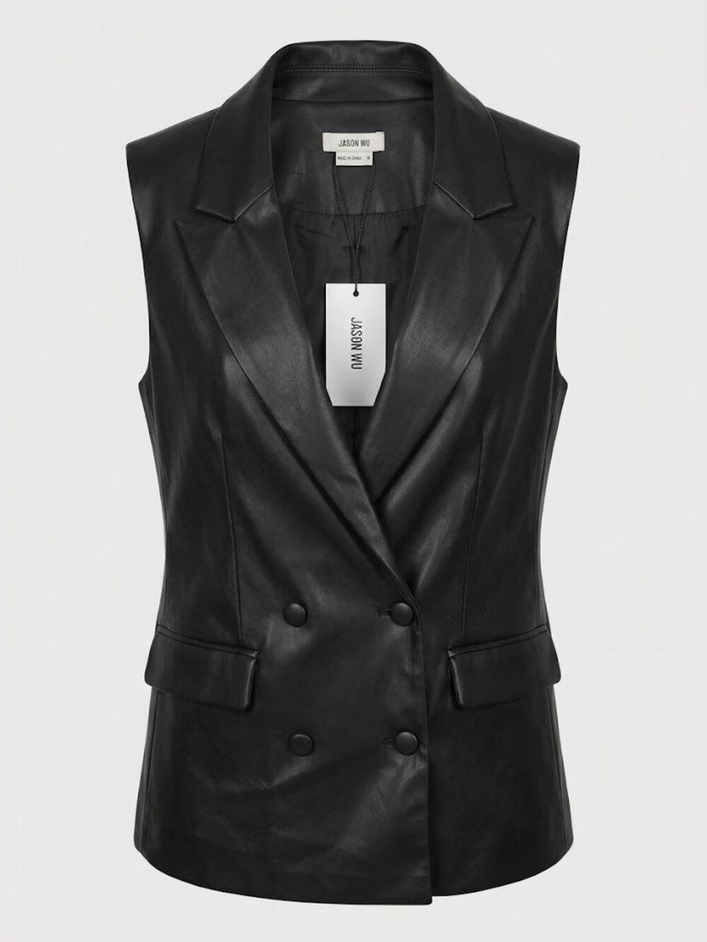 Jason Wu Faux Leather Vest | Black Double Breasted | M | NWT